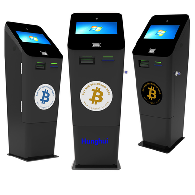 Hunghuiは暗号自動支払機機械黒のビットコインの金銭出納係機械からの現金で現金に換える